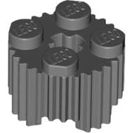 Lego (N) ~ Brick Round 2 x 2 with Axle Hole and Grille / Fluted Profile ~ [Dark Bluish Gray]