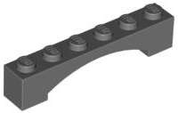 Lego (N) ~ Arch 1 x 6 Raised Arch ~ [Dark Bluish Gray]
