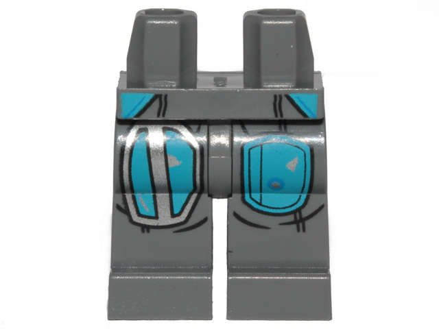 Lego (N) ~ Hips and Legs with SW Mandalorian Dark Azure Armor Plates Pattern ~ [Dark Bluish Gray]