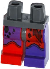 Lego (N) ~ Hips and 1 Dark Purple Left Leg 1 Red Right Leg with Tattered Red an ~ [Dark Bluish Gray]