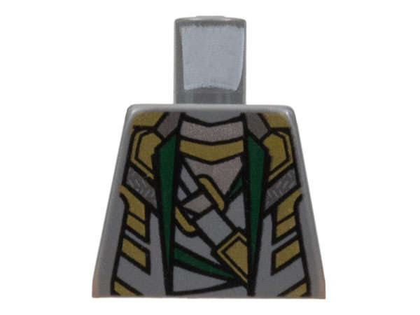 Lego (U) ~ Torso Suit with Dark Green Lapels Silver and Gold Highlights Patter ~ [Dark Bluish Gray]