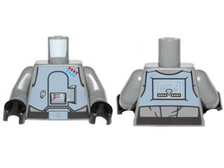 Lego (U) ~ Torso Sand Blue Armor Breastplate Black Lines with Blue and Red Gen ~ [Dark Bluish Gray]
