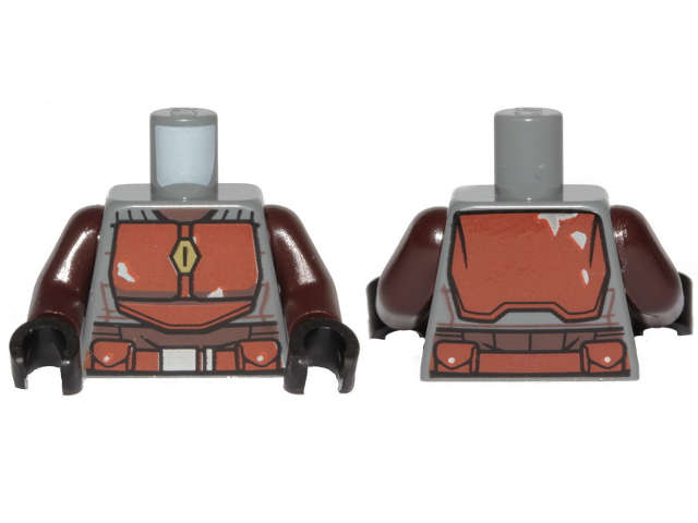 Lego NEW - Torso SW Armor Reddish Brown Plates and Belt Pattern (Mandalorian) /~ [Dark Bluish Gray]