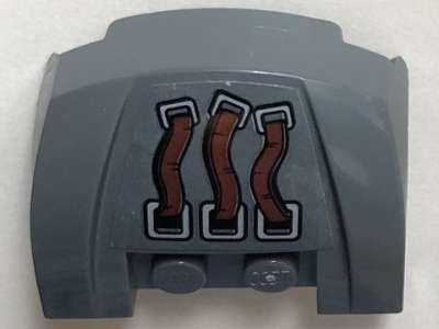 Lego (U) ~ Vehicle Mudguard 3 x 4 x 1 2/3 Curved Front with 3 Reddish Brown Be ~ [Dark Bluish Gray]