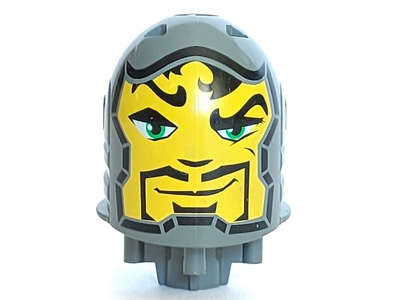 Lego (U) ~ Large Figure Head with Rascus Pattern ~ [Dark Bluish Gray]