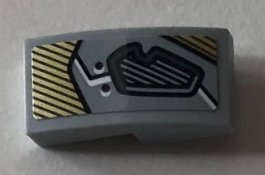 Lego (U) ~ Slope Curved 2 x 1 x 2/3 with Dark Bluish Gray Eye Cover and Gold  ~ [Light Bluish Gray]