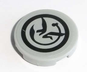 Lego (U) ~ Tile Round 2 x 2 with Bottom Stud Holder with Black Yoda's Jedi St ~ [Light Bluish Gray]