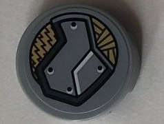 Lego (U) ~ Tile Round 2 x 2 with Bottom Stud Holder with Light Bluish Gray Pa ~ [Light Bluish Gray]