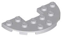 Lego (U) ~ Plate Round Half 3 x 6 with 1 x 2 Cutout ~ [Light Bluish Gray]