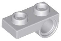 Lego (N) ~ Plate Modified 1 x 2 with Pin Hole on Bottom ~ [Light Bluish Gray]