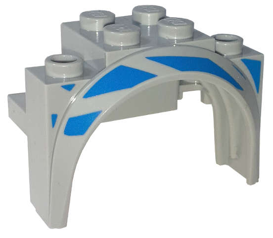 Lego (N) ~ Vehicle Mudguard 4 x 2 1/2 x 2 1/3 with Arch Round with Blue Stripe ~ [Light Bluish Gray]