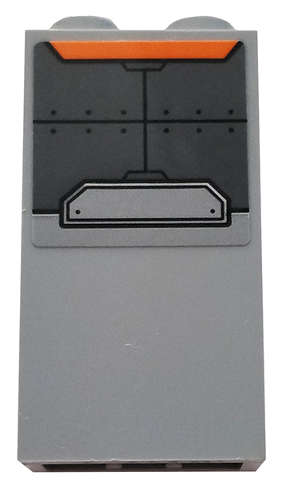 Lego (U) ~ Brick 1 x 2 x 3 with Dark Bluish Gray Armor Plates and Orange Trap ~ [Light Bluish Gray]