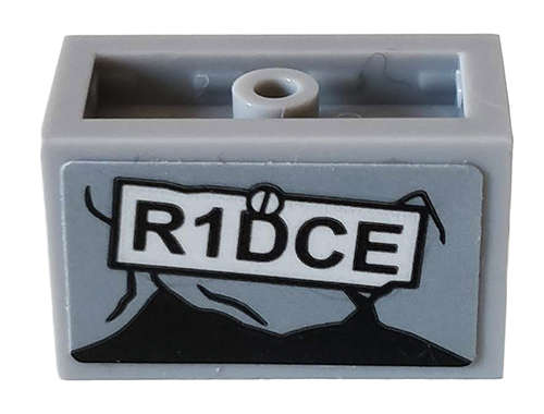 Lego (U) ~ Panel 1 x 2 x 1 with Rounded Corners and 2 Sides with 'R1DCE' and  ~ [Light Bluish Gray]