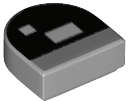 Lego NEW - Tile Round 1 x 1 Half Circle Extended with Black Arch White Rectang~ [Light Bluish Gray]