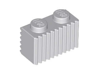 Lego (N) ~ Brick Modified 1 x 2 with Grille / Fluted Profile ~ [Light Bluish Gray]