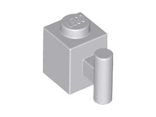 Lego (N) ~ Brick Modified 1 x 1 with Bar Handle ~ [Light Bluish Gray]