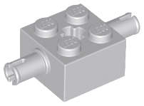 Lego (N) ~ Brick Modified 2 x 2 with Pins and Axle Hole ~ [Light Bluish Gray]