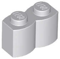 Lego (U) ~ Brick Modified 1 x 2 with Log Profile ~ [Light Bluish Gray]
