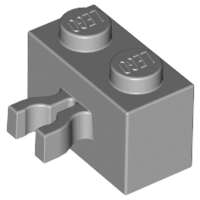 Lego (U) ~ Brick Modified 1 x 2 with Clip (Vertical Grip) (Undetermined Type) ~ [Light Bluish Gray]