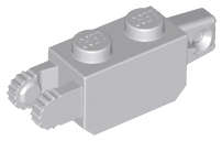 Lego (N) ~ Hinge Brick 1 x 2 Locking with 1 Finger Vertical End and 2 Fingers  ~ [Light Bluish Gray]