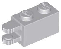 Lego (U) ~ Hinge Brick 1 x 2 Locking with 2 Fingers Horizontal End ~ [Light Bluish Gray]