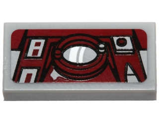 Lego (U) ~ Tile 1 x 2 with Dark Red Console with Screen and Control Buttons P ~ [Light Bluish Gray]