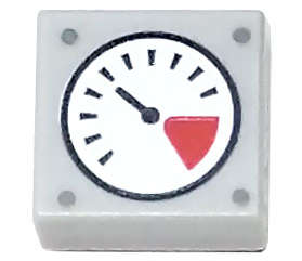 Lego (N) ~ Tile 1 x 1 with White and Red Gauge Black Thin Needle and Rivets Pa ~ [Light Bluish Gray]