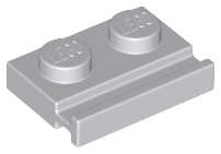 Lego (N) ~ Plate Modified 1 x 2 with Door Rail ~ [Light Bluish Gray]