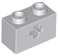 Lego (N) ~ Technic Brick 1 x 2 with Axle Hole ~ [Light Bluish Gray]