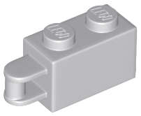 Lego (N) ~ Brick Modified 1 x 2 with Bar Handle on End - Bar Flush with Edge ~ [Light Bluish Gray]