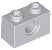 Lego (N) ~ Technic Brick 1 x 2 with Hole ~ [Light Bluish Gray]