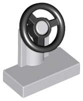 Lego (N) ~ Vehicle Steering Stand 1 x 2 with Black Steering Wheel ~ [Light Bluish Gray]