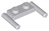 Lego (N) ~ Plate Modified 1 x 2 with Bar Handles - Flat Ends Low Attachment ~ [Light Bluish Gray]