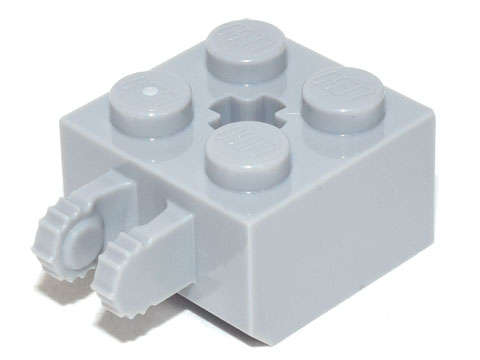 Lego (U) ~ Hinge Brick 2 x 2 Locking with 2 Fingers Vertical and Axle Hole ~ [Light Bluish Gray]