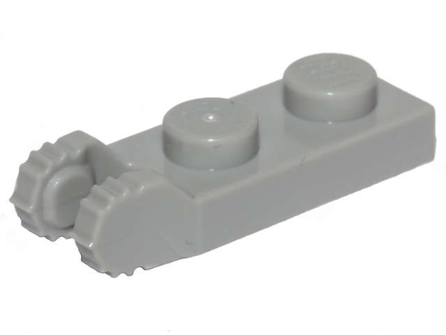 Lego (U) ~ Hinge Plate 1 x 2 Locking with 2 Fingers on End ~ [Light Bluish Gray]