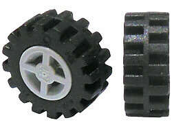 Lego (U) ~ Wheel 8mm D. x 6mm with Black Tire 15mm D. x 6mm Offset Tread Smal ~ [Light Bluish Gray]