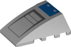 Lego (N) ~ Wedge 4 x 4 Triple Curved No Studs with Blue Rectangle and Dark Blu ~ [Light Bluish Gray]
