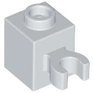 Lego (N) ~ Brick Modified 1 x 1 with Open O Clip (Vertical Grip) - Hollow Stud ~ [Light Bluish Gray]