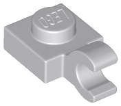 Lego (N) ~ Plate Modified 1 x 1 with Open O Clip (Horizontal Grip) ~ [Light Bluish Gray]