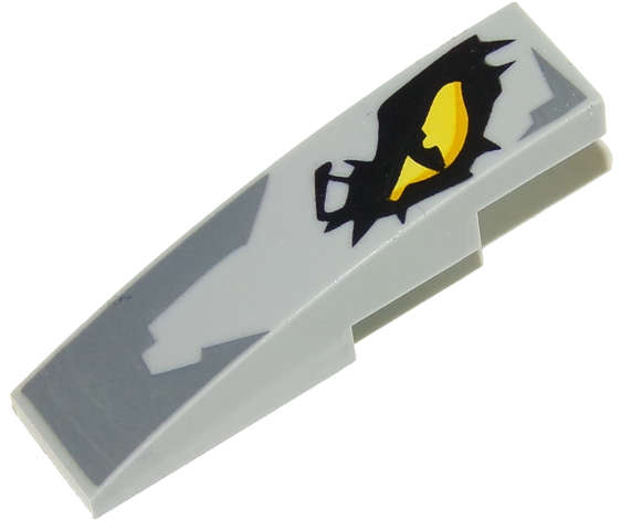 Lego (N) ~ Slope Curved 4 x 1 with Dragon Eye Pattern Model Left Side ~ [Light Bluish Gray]