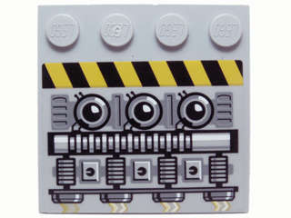 Lego (U) ~ Tile Modified 4 x 4 with Studs on Edge with Engine and Black and Y ~ [Light Bluish Gray]