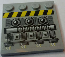 Lego (U) ~ Tile Modified 4 x 4 with Studs on Edge with Engine and Black and Y ~ [Light Bluish Gray]