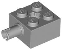 Lego (U) ~ Brick Modified 2 x 2 with Pin and Axle Hole ~ [Light Bluish Gray]