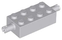 Lego (U) ~ Brick Modified 2 x 4 with Pins ~ [Light Bluish Gray]