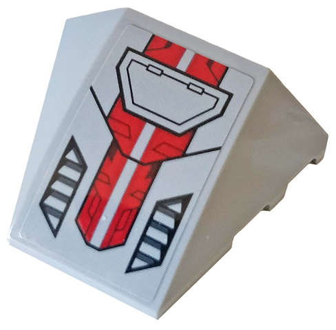 Lego (U) ~ Wedge 4 x 3 Triple Curved No Studs with Black Vents and Red Panel  ~ [Light Bluish Gray]