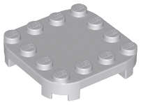 Lego (N) ~ Plate Modified 4 x 4 with Rounded Corners and 4 Feet ~ [Light Bluish Gray]