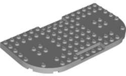 Lego (N) ~ Brick Modified 8 x 16 x 2/3 with 1 x 4 Indentations and 2 Rounded C ~ [Light Bluish Gray]