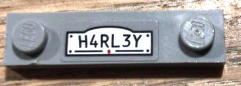 Lego (U) ~ Plate Modified 1 x 4 with 2 Studs without Groove with 'H4RL3Y' Pat ~ [Light Bluish Gray]