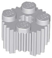 Lego (N) ~ Brick Round 2 x 2 with Axle Hole and Grille / Fluted Profile ~ [Light Bluish Gray]