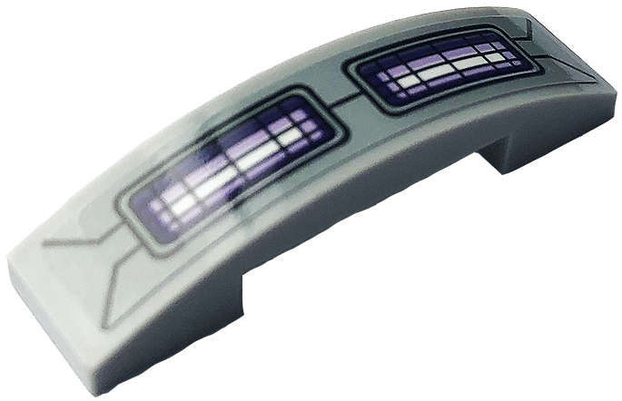 Lego (U) ~ Slope Curved 4 x 1 x 2/3 Double with White and Purple Grilles and  ~ [Light Bluish Gray]